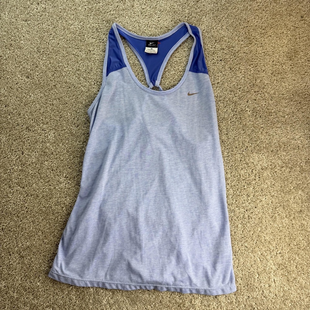 Nike Dri-FIT Tank Top Womens Large Blue Racerback Running Gym Yoga Training